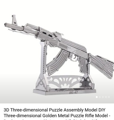 3D Metal Art Jigsaw Puzzle AK 47 Collectible Model Brand New 4.33 X 2.29