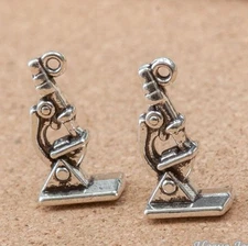 12/30PCS Antique Silver 3D MICROSCOPE Charm Pendant, Science Charm JHS347