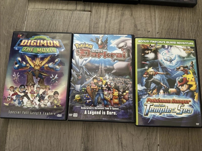 3 DVD Lot Pokémon Ranger and the Temple of the Sea, Digimon The Movie, Darkrai