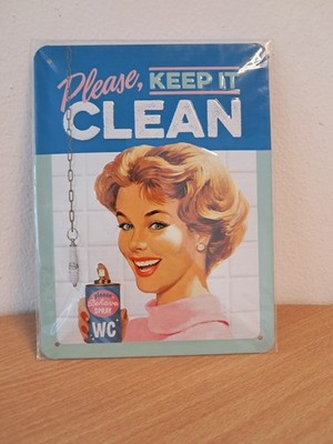 Blechschild OVP 15X20 PLEASE KEEP IT CLEAN TOILETTE WC Deko Sprüche Retro 