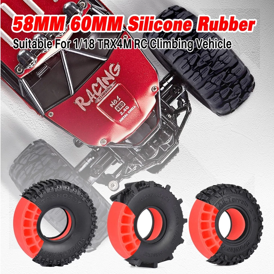 1.0in Silicone Rubber Inserts Tires Set Waterproof For 1/18 TRX4M 1/24 Axial - Bild 2 von 4