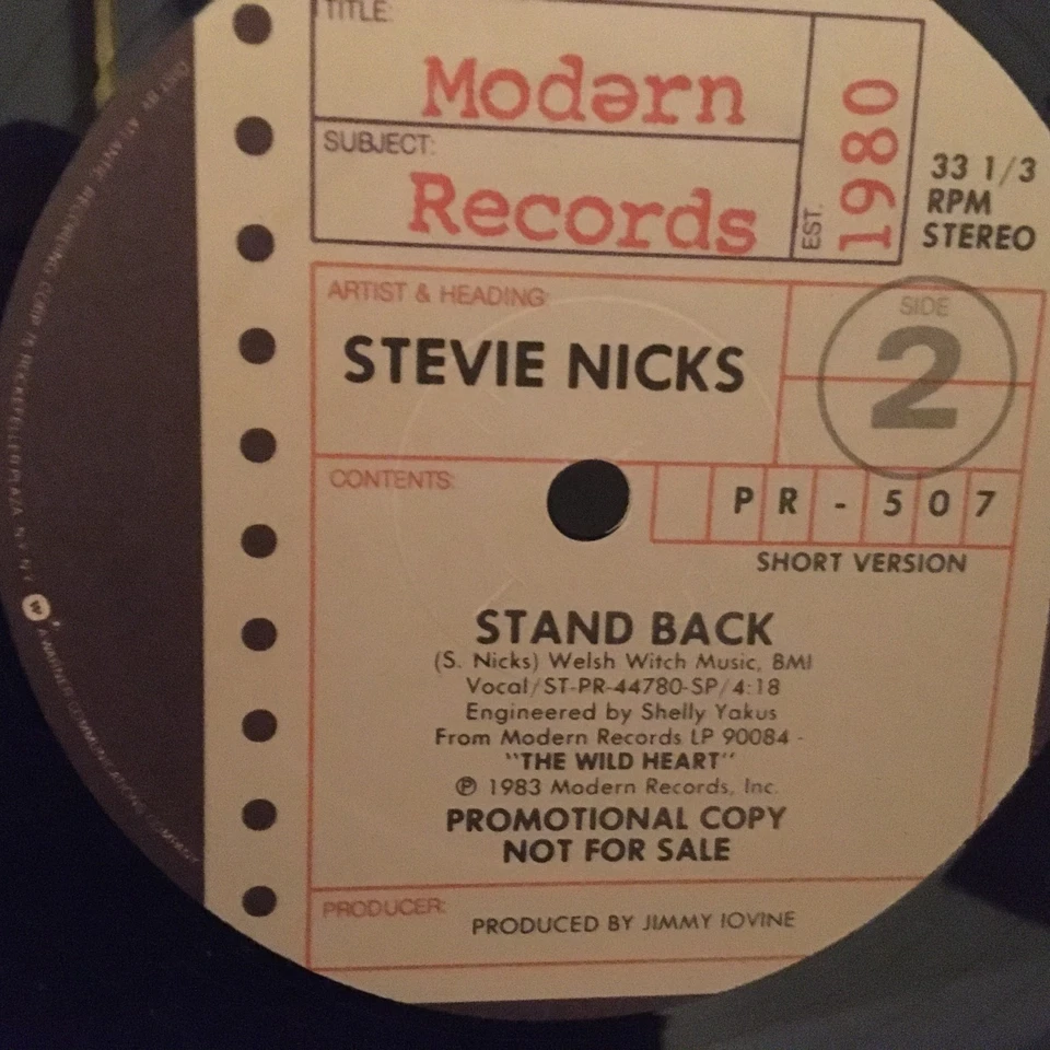 STEVIE NICKS 1983 picture sleeve for hit "Stand Back" Fleetwood Mac ( PROMO ) Foto 3 de 4