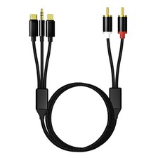 Lightning to RCA Cable Audio Aux Adapter,RCA to 3.5mm Cable USB to 2 RCA Audi...
