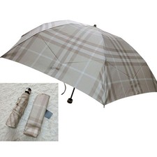 BURBERRY Folding Umbrella Nova Check Light Beige Rib 22" Carbon Fiber Frame JP