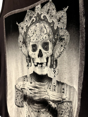 Rare All Saints tank top. Laurie Lipton's Empress skeleton,Swarovski print S8