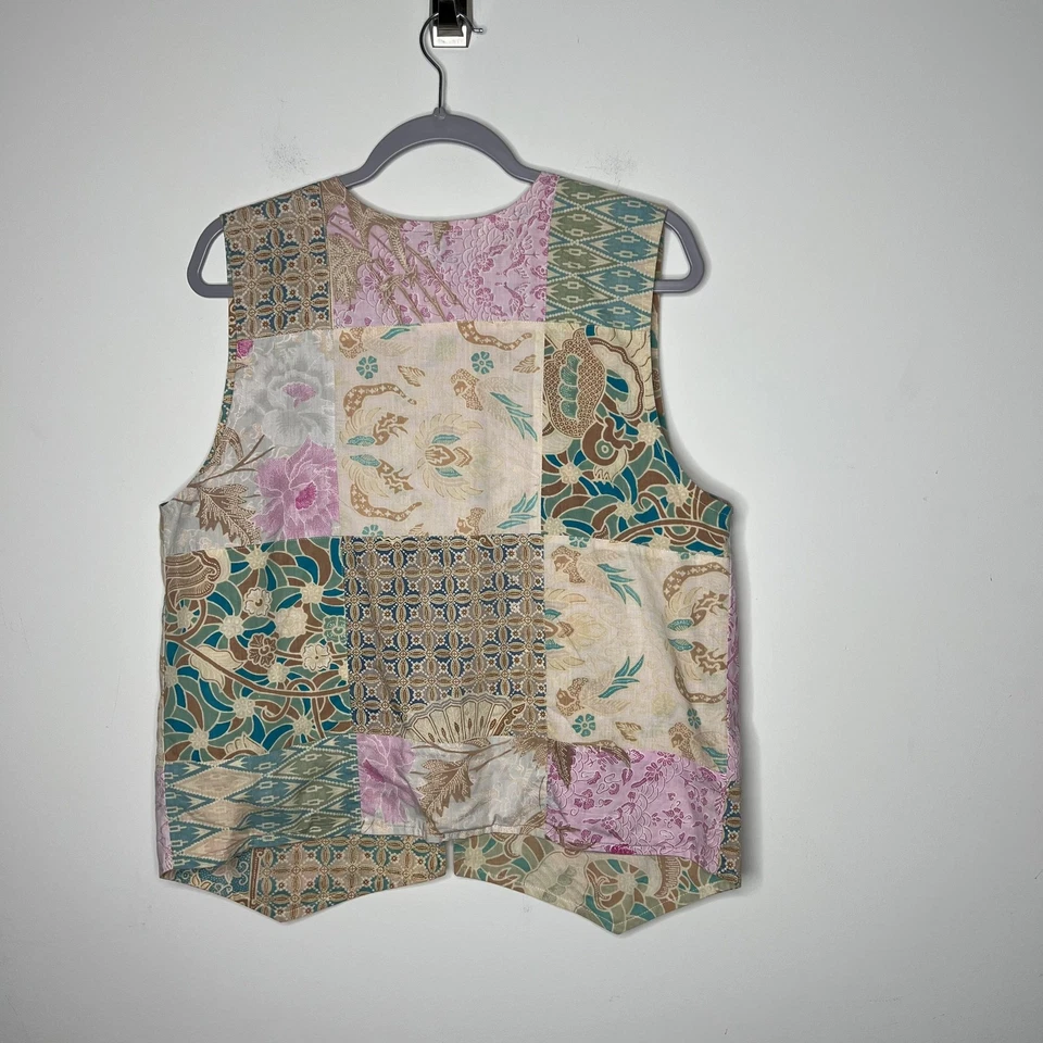 Chaleco Take Away Pure Love Para Hombres Pequeño Rosa Verde Azulado Retazos Batik Boho Cuerda Corbatas Foto 2 de 4