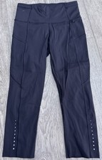 Womens Lululemon Black 3/4 Length High Waist Workout Leggings Size 4