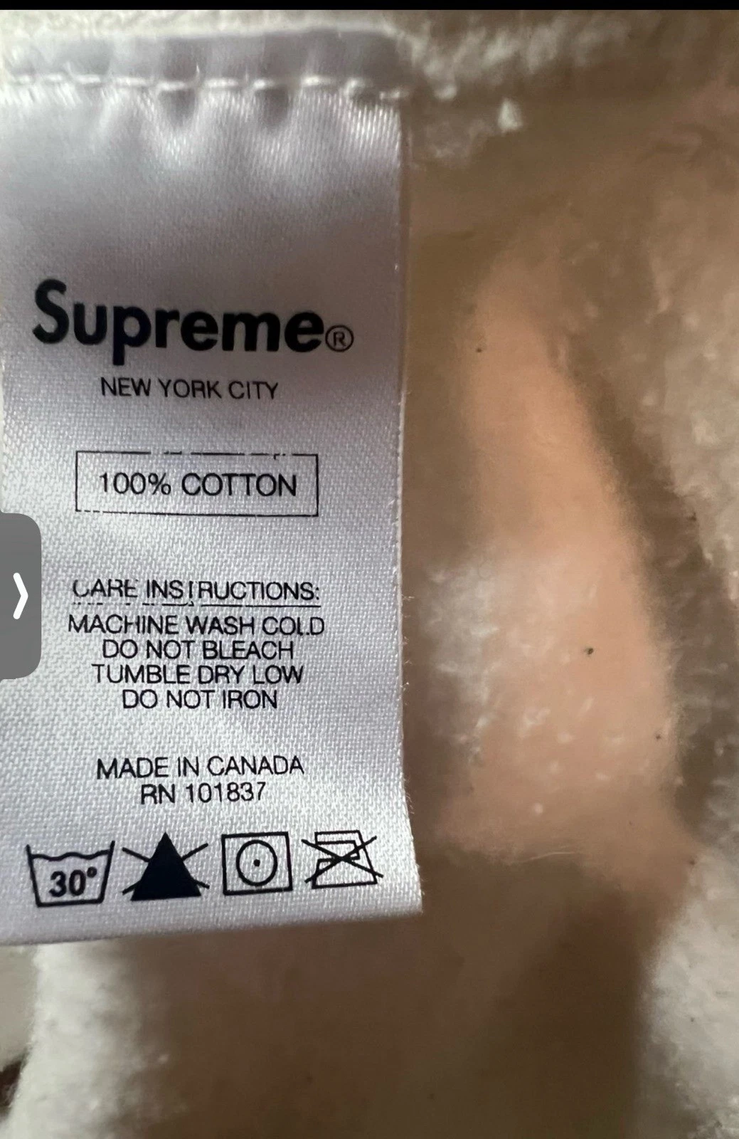 OFF WHITE Felpa con cappuccio Supreme x 3M collaborazione logo riflettente crema taglia uomo large