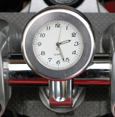 ANALOGUE MOTORCYCLE CLOCK  - SILVER LOOK