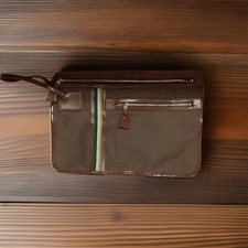Portfolio Briefcase Brown Canvas Banded Zip Taiwan Expansion Bottom Norm Vtg