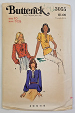 VTG 70s Butterick Sew Pattern 3055 Misses Blouse Shirt Puff Sleeves Size 10 CUT
