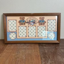Vintage 90s Oak Frame My Grandson Teddy Bear Themed Photo Collage Frame