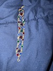 swan swarovski  crystal Green Red  Blue gold tone bezels Bracelet Double Signed — photo 2