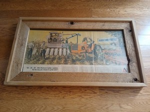 Vintage Allis Chalmers Ad With Vintage handmade Wooden Frame
