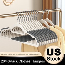 Clothes Hangers with Hook White Hanger For Skirt/pants Hanger Non-Slip 20/40Pack