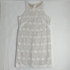 LOFT Women's White & Tan Under Lace Sleeveless Dress Sz 10P