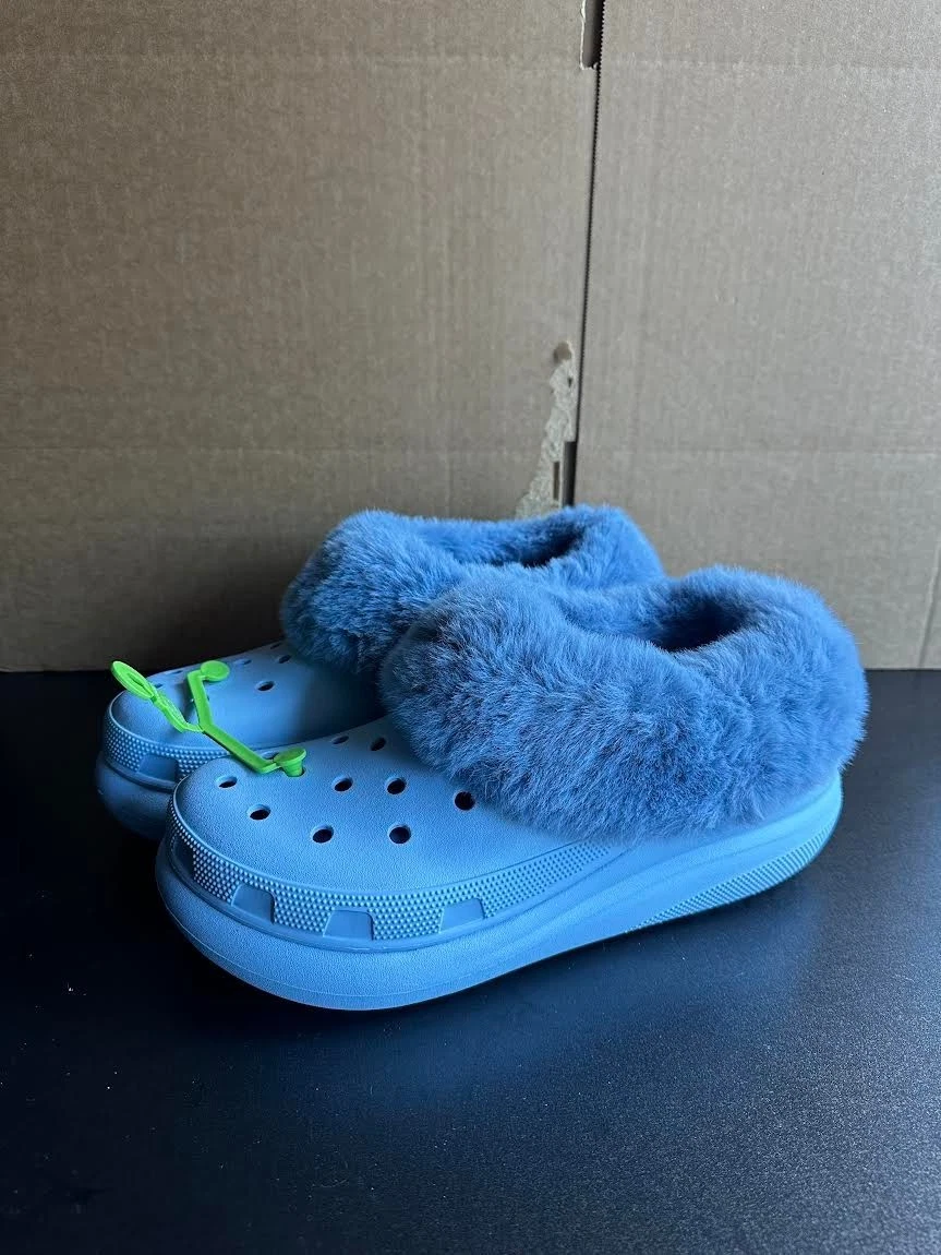 CROCS FUREVER CRUSH Blue Calcite Fur Lined Clogs Winter Comfort Shoes Men 10-13
