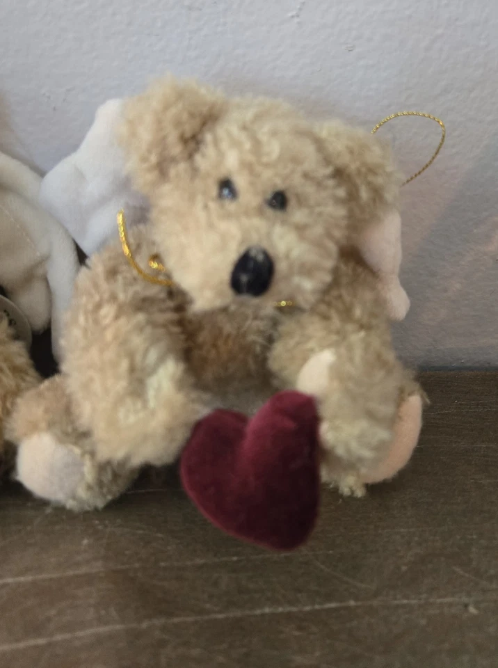 Boyds Bears Angel Ornaments Set of 2 • Plush Holiday Cherubs • Heart & Santa Hat - Image 4 of 4