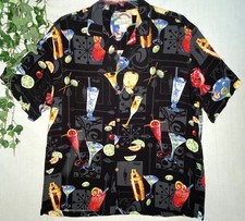 VTG Paradise Found Made In Hawaii Black Rayon Shirt Cocktail Vibe Size L New 