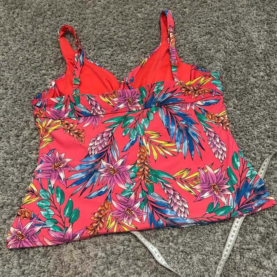 Apt. Tankini de natación floral tropical 9 XXL coral rosa azul amarillo Foto 3 de 4