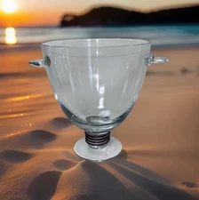 Block Crystal Ice Bucket/Vase, Lead Free Twisted Amethyst Pedestal Handles