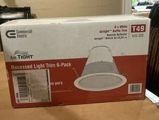 Commercial Electric 6 in White Baffle Recessed Air Tight Light Trim T49 6 pack