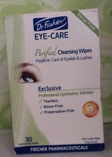 Dr. Fischer Cleansing Wipes Purified Non-Irritating for Eyelids  Lashes 24ct