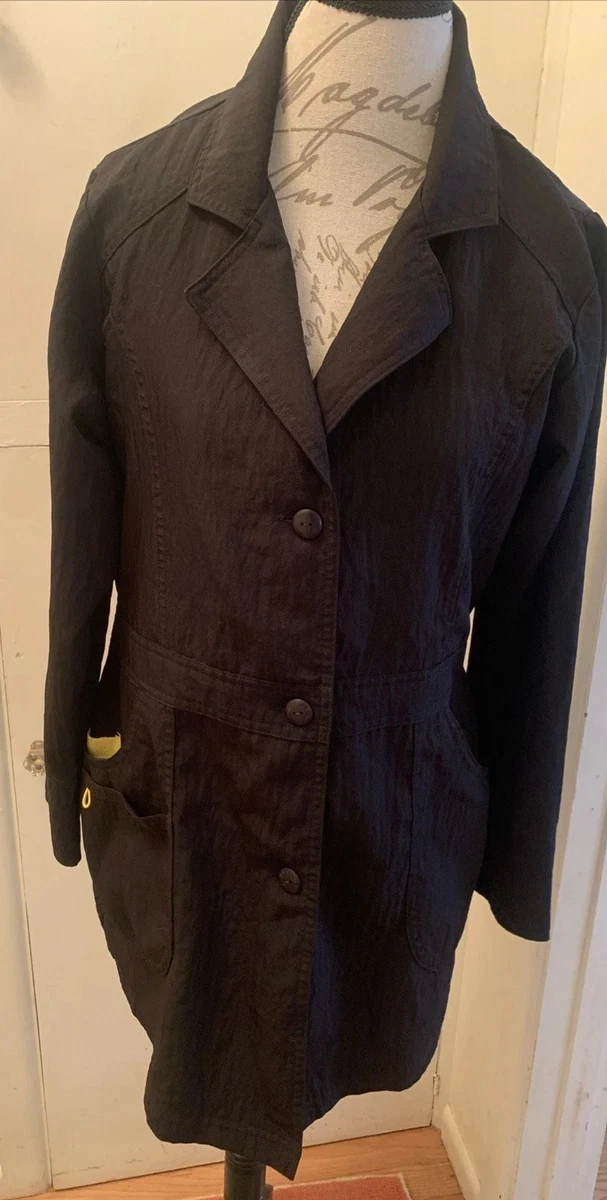Wonderwink Black 4 Way Stretch Polyester Lab Scrub Coat M EUC