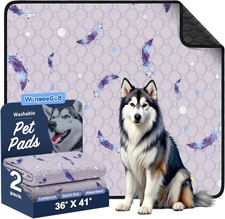 Washable Dog Pee Pads 2-Pack 36"x41" Reusable Leakproof Training Mats Non-Slip