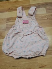 Vintage Girls Osh Kosh Pink With Flowers Overalls Romper Made In USA Size 18mo