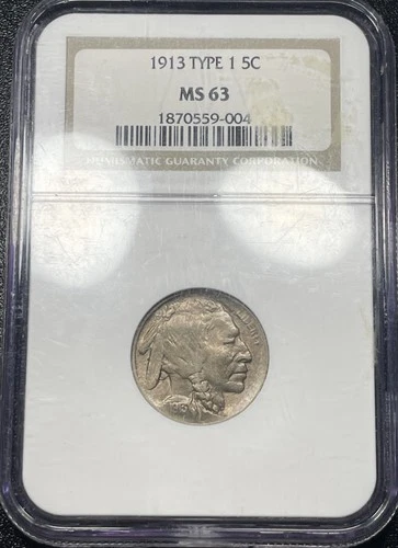 1913-P Buffalo Nickel Type 1 NGC MS63