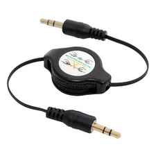 Black Retractable 3.5mm 1/8 AUX Auxiliary Cab...