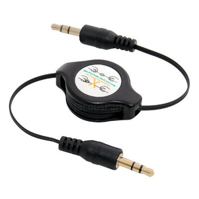 Black Retractable 3.5mm 1/8'' AUX Auxiliary Cable Cord for Tablet Phone