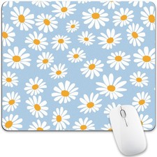 Light Blue Daisy Flower Mouse Pad Travel Cute Mousepad Pretty Floral Desk Mat...