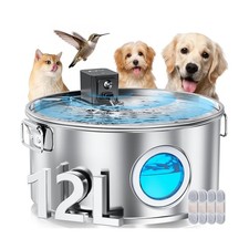 12L/ 3.4Gal Wireless Automatic Dog Water Fountain for Large Dogs,Stainles