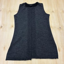 Tahari Dress Womens L Gray Sleeveless Knit Sweater Shift Short Solid Office Work
