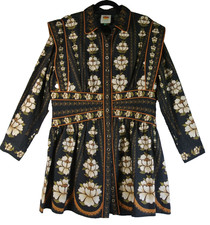 New, Farm Rio Black Bold Flowers Long Sleeve Mini Dress Sz XL #MD1094
