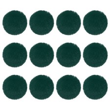 12Pcs Fluffy Soft Faux Fur Pom Poms for Hats with Elastic Loop, Black Green