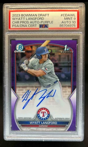 2023 Bowman Draft Wyatt Langford Chrome Auto Purple Refractor 1st #/250 PSA 9 10