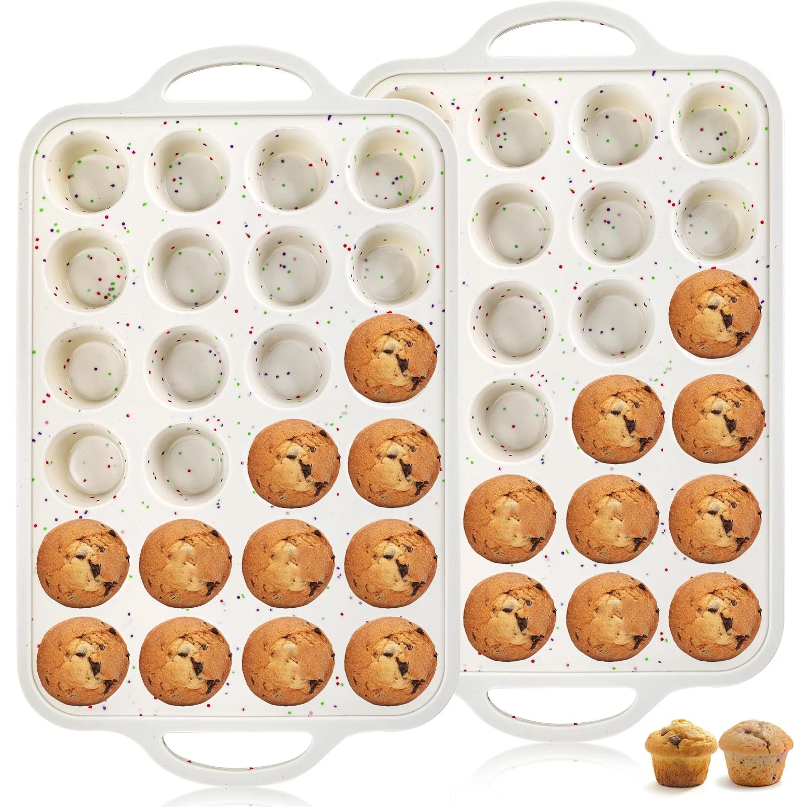 Nagpew 2 Pieces Silicone Muffin Pans, Metal Frame Standard, Multicolor