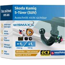ANHÄNGERKUPPLUNG für Skoda Kamiq ab 19 abnehmbar WESTFALIA +13pol E-Satz ABE