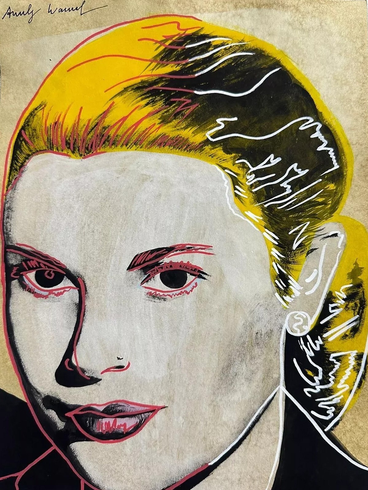 Andy Warhol  COA Art Drawing Painting Vintage Handmade Signed Original Paper