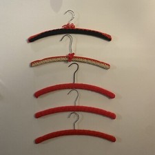 5 Vintage Retro Crochet Hangers Art Deco Red, Red Black, Red Cream