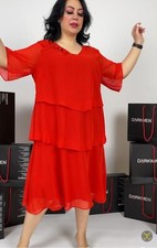 SALE ! New Designer Lerzan Chifon Red Tiered Dress Plus Sise 4-6 US16-20 Turkey 