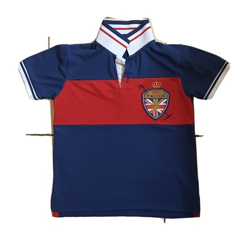 Vintage 90's Boy's Blue Embroidered PRL CLUB Polo Shirt Med 10/12 - Picture 4 of 6