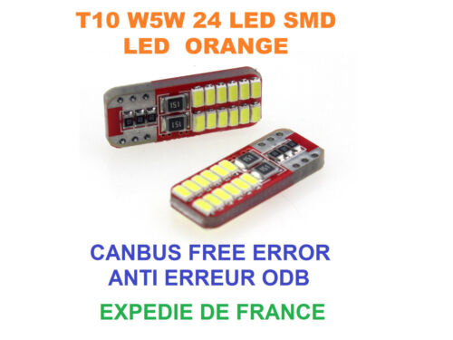 2 AMPOULES LED ORANGE PEUGEOT 205 W5W T10 24 LED CANBUS - Imagen 1 de 1