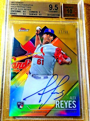 Alex Reyes Rookie Card 2017 Topps Finest Alex Reyes Rookie Autograph Gold Refractor /50 RC ...