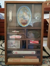 Coca Cola-themed Memorabilia Shadowbox Wall Art 17.5"h x 10.5"w x 2"d 