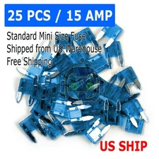 25PC Mini Trucks SUV Auto Fuses Assorted Color Coded Car Fuse 15 Amp
