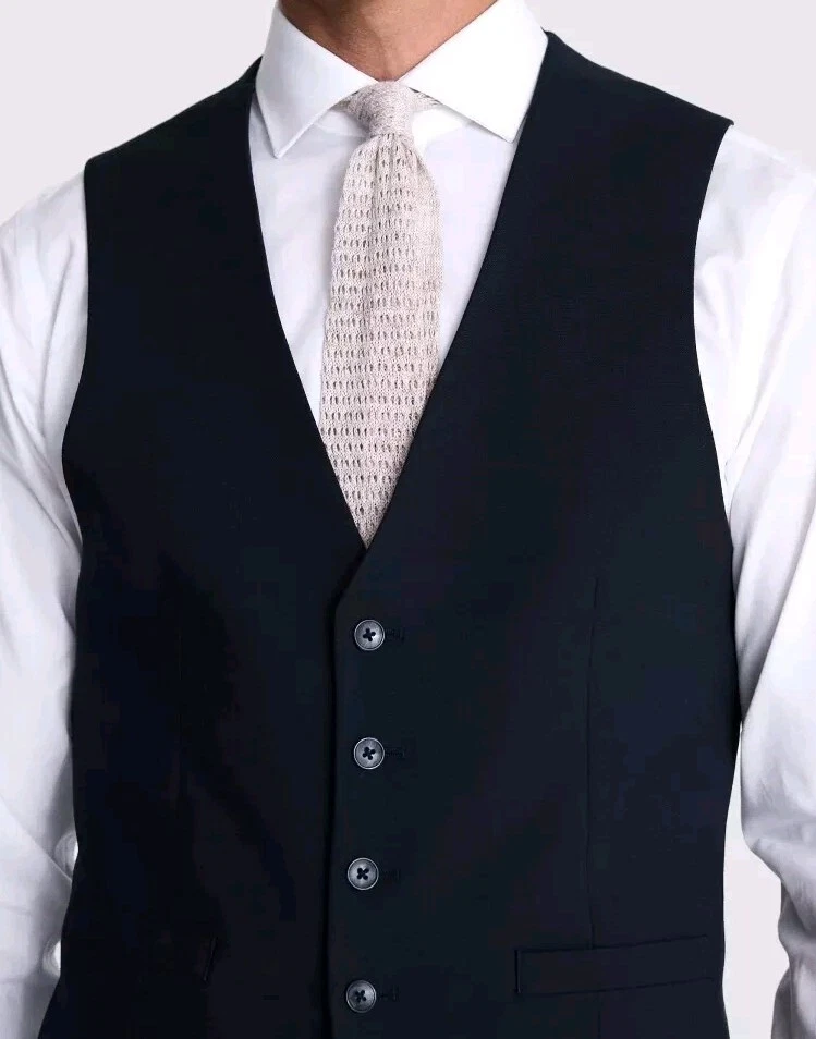 French Connection Men's Slim Fit Navy Blue Waistcoat Size 36R RRP £110
